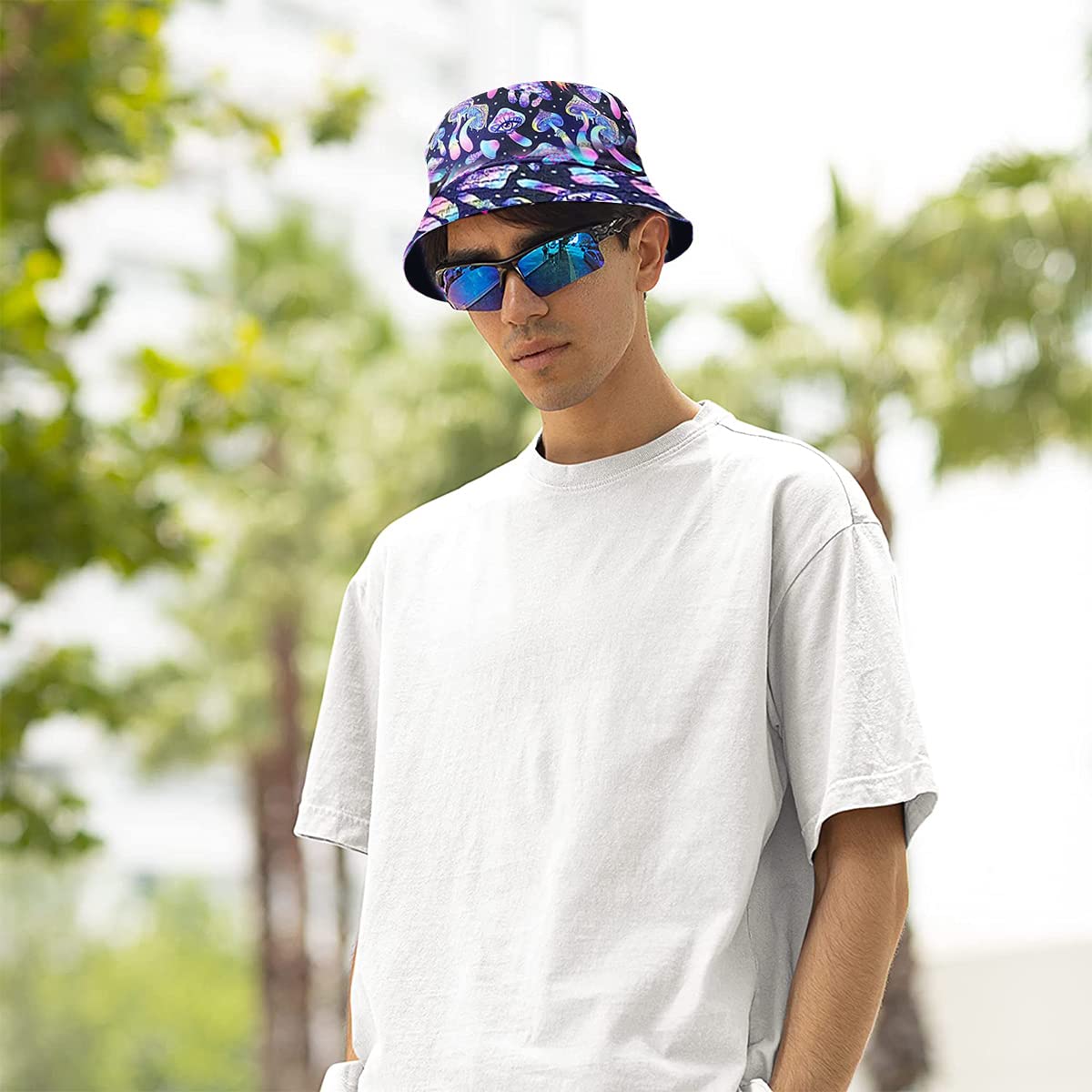 PALAY Digital Print Bucket Hat for Men Women Fashion Color Mushroom Print Beach Hat Cap for Travel, Hiking, Outdoor Fisherman Cap PALAY Digital Print Bucket Hat for Men Women Fashion Color Mushroom Print Beach Hat Cap for Travel, Hiking, Outdoor Fisherman Cap